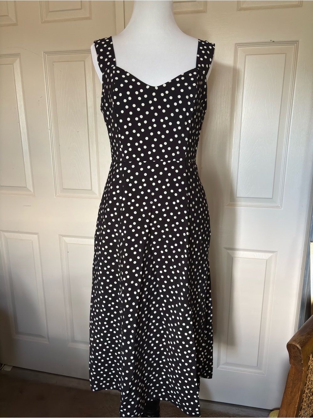 Rachel Zoe Black and White Polka Dot Midi Dress